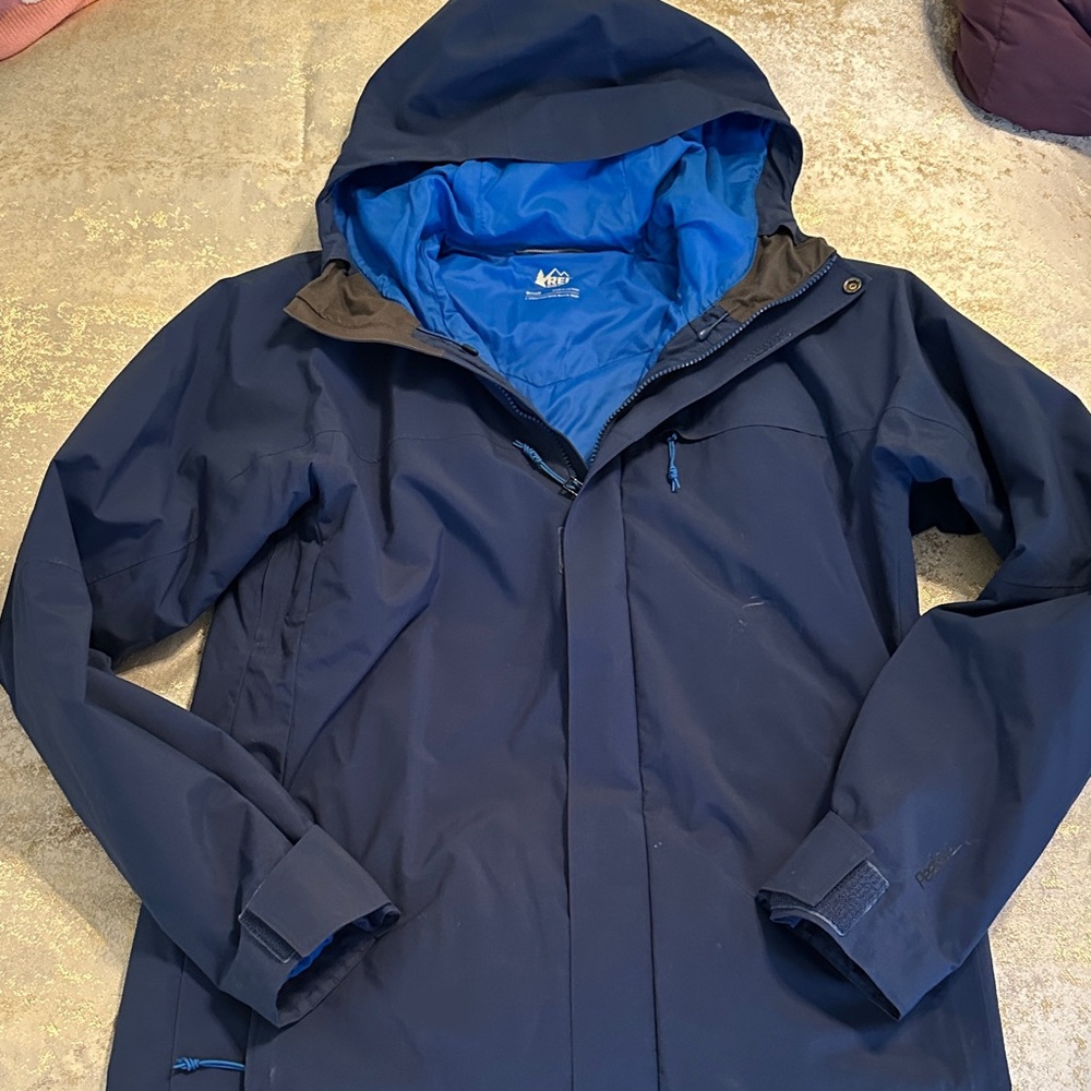REI PEAK 2L Men's Navy Blue winter ski jacket - size small